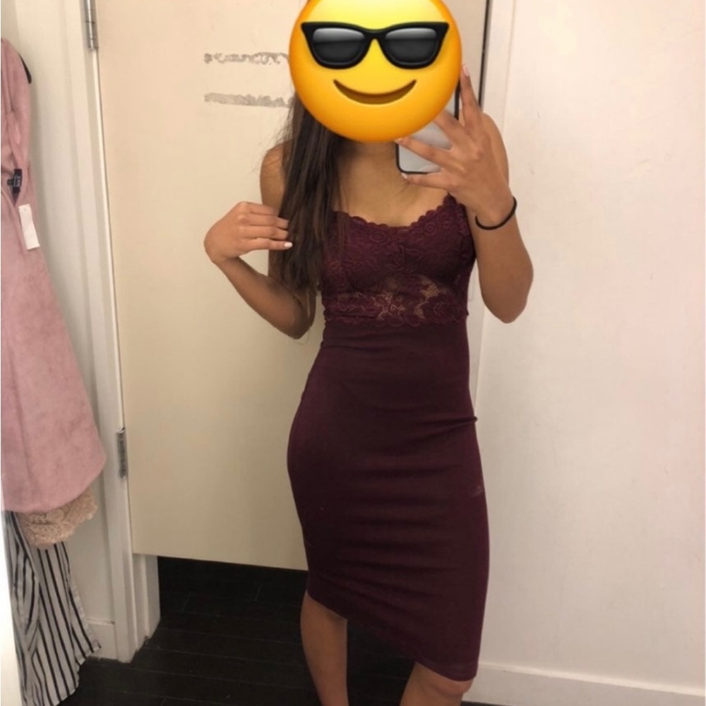 Maroon Bodycon MIDI Dress